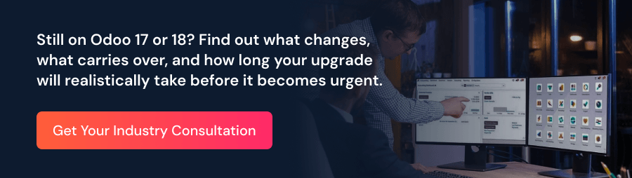 Still on Odoo 17 or 18_ Find out what changes, what carries over, and how long your upgrade will realistically take before it becomes urgent. - CTA Banner.png